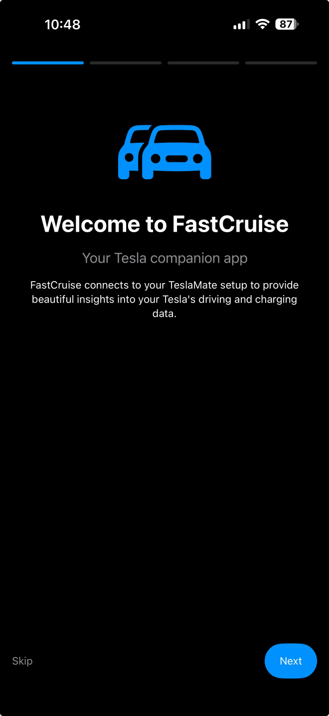 Fastcruise Onboarding Screen